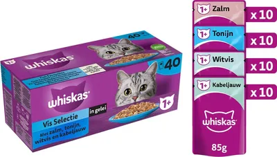 Produktbild von Fisch Selection in Gelee-Mahlzeitentüten Multipack 40x85g Tiernahrung Whiskas