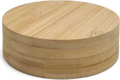 Zdjęcie produktu dla Zestaw 4 drewnianych podstawek pod szklanki i kubki Ø 11 cm - podstawki pod napoje - podstawki pod herbatę - in.