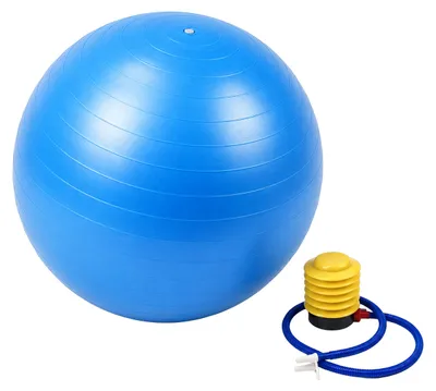 Imagen del producto de Pelota de gimnasia Relaxdays, 65 cm, con bomba de aire, antidesgarro, capacidad de 150 kg, PVC, pelota de fitness para yoga y pilates, pelota para sentarse en la oficina, color azul, Imagen generada por IA