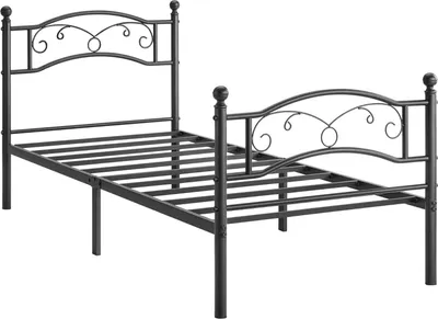 Obrázek produktu pro Kovový rám postele VASAGLE, rám postele pro jednu osobu, rám postele, vhodný pro matraci 90 cm x 190 cm, postel pro hosty, pro dospělé, snadná montáž, černá barva