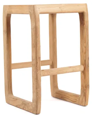 Image de Bazar Bizar Tabouret de bar bois de teck recyclé marron 42x42x70cm