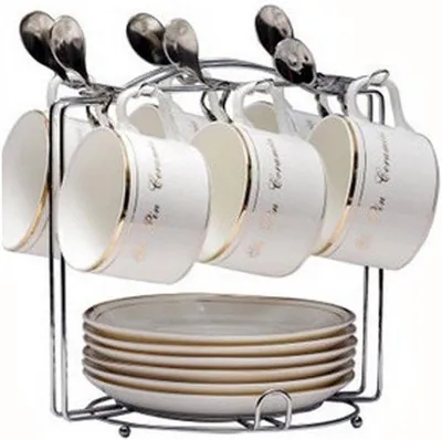 Productafbeelding van Famanu Mokkerack met 6 haken – Tasjeshouder/organizer – compact voor de koffiehoek (stijl B)