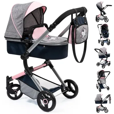 Immagine prodotto di Bayer Design 18427AA, carrozzina per bambole Neo Vario, grigio, blu, 52 cm