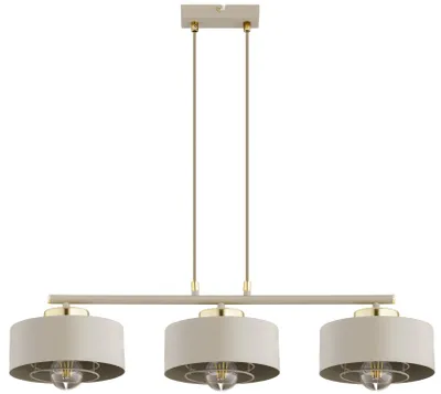 Produktbild von KAR-LIGHTING Pendelleuchte 3-flammig Beige, Metall für Innenbereich, höhenverstellbar, 90 x 70 x 20 cm – Esszimmer, E27-Fassung
