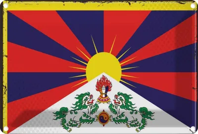Produktbild von vianmo Blechschild 12x18 cm Tibets Tibet Flagge Fahne Wappen