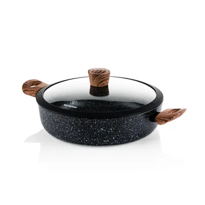 Produktbild von Westinghouse Bratpfanne – Ø 28 cm – Induktion – -frei – Inklusive Deckel – Black Marble Wood