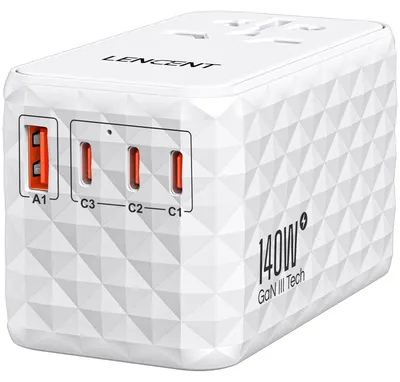 Produktbild von LENCENT 140W Reiseadapter Weltweit, Universal Reisestecker Weltreise – 140W-3C1A