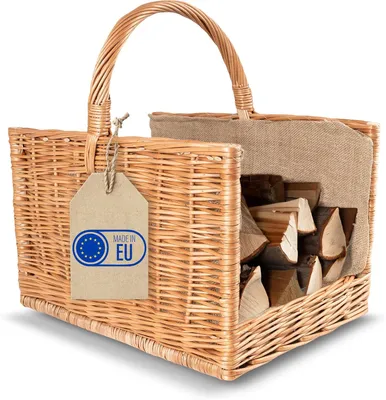 Produktbild von Creative Home Kaminkorb Holzkorb Kaminholzkorb 50 x 34 x 50 cm Rechteckig Weidenkorb für Kaminholz/Holz Feuerholzkorb