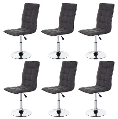 Produktbild von 6er-Set Esszimmerstuhl | HxBxT 103x43x54cm | Sitzhöhe 41cm | Stoff/Textil  | Grau | Stuhl Küchenstuhl