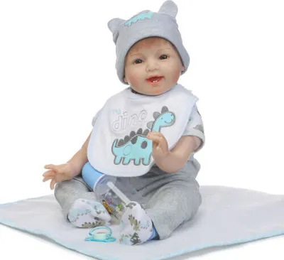 Produktbild von 55cm Silikon Vinyl Blinken Reborn Baby Puppe Lebensecht Junge Spielzeug Geschenk