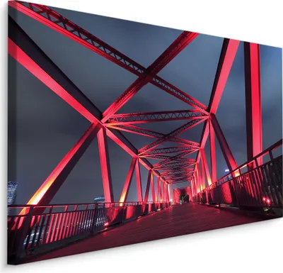 Obrázek produktu pro Obrázek most v noci Nástěnná dekorace abstraktní krajina Pohled na velké město 3D 40x30cm