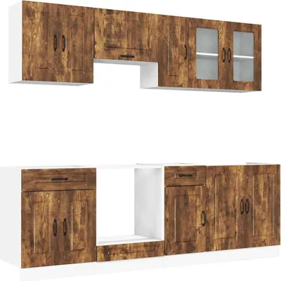 Immagine prodotto di vidaXL Set di armadi da cucina da 8 pezzi Kalmar in legno di quercia affumicata