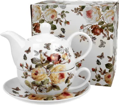Produktbild von DUO FLORAL Tasse mit Teekanne ZAHRA New Bone China Porzellan