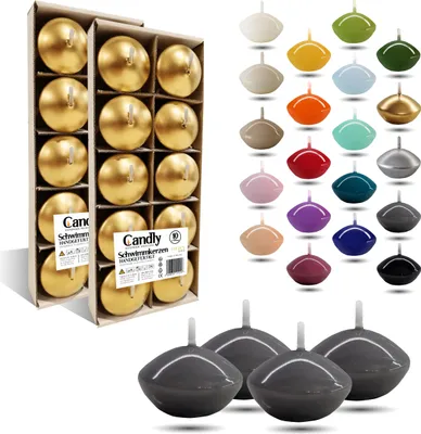 Produktbild von CANDLY HANDMADE© 10x Schwimmkerzen Premium Ø 45mm | Valentinstag, Ostern, Weihnachten, Haus Dekoration, Candles, Kerzen für Damen (Grau)