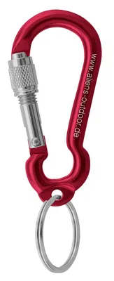 Roter MINI RING Schraubkarabiner von Aliens; 6 cm; für Klettern geeignet.