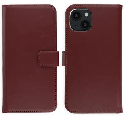 Imagen del producto de Funda de Cuero Auténtico tipo Libro para Apple iPhone 15 - Burgundy, Imagen generada por IA
