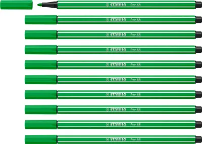 Obrázek produktu pro STABILO Pen 68, 1 barva/barev, Zelená, Kuličkový hrot, 1 mm, Zelená, Šestihranný