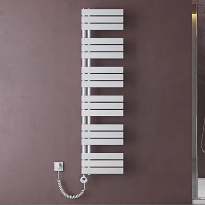 Image de doporro Radiateur de Salle de Bain Sèche-Serviette 159x40cm avec Résistance Chauffante Blanc 1000W Radiateur à Eau Chaude Blanc Design FN