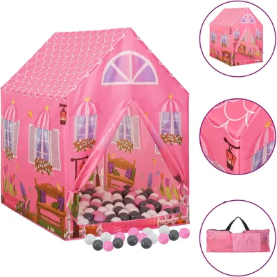 Obrázok produktu pre Detský stan na hranie s 250 loptičkami ružový 69x94x104 cm