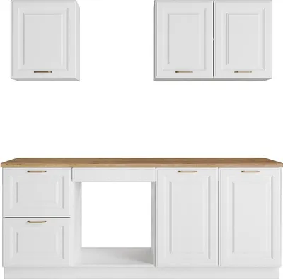 Produktbild von Küchenmöbel-Set - Mit Arbeitsplatte 200 cm - Weiß und Natur - CELOMIA