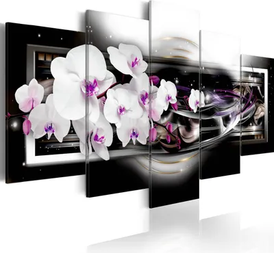 Produktbild von Leinwandbilder 200x100 cm b-A-0046-b-n Vlies Leinwandbild 5 tlg Kunstdruck modern Wandbilder XXL Wanddekoration Design Wand Bild BLUMEN ABSTRAKT ORCHIDEE