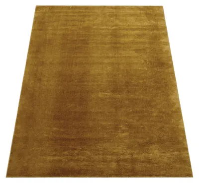 Produktbild von Waschbarer Teppich Wohnzimmer Kurzflor Einfarbiger Moderner Stil Weich gelb Senfgelb Grösse 160x220 cm