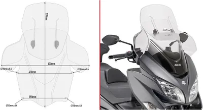 Produktbild von Givi Af3115 Airflow Suzuki Burgman 400 Verstellbare Windschutzscheibe Durchsichtig  Durchsichtig One Size