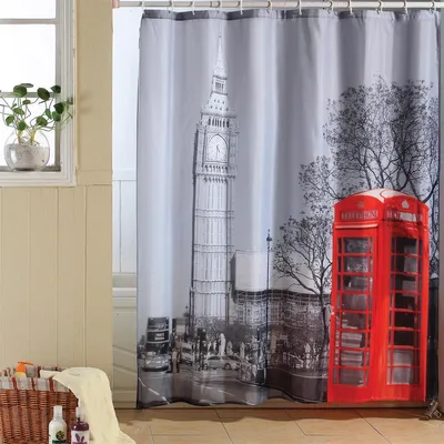 Produktbild von MSV Anti-Schimmel Duschvorhang - Anti-Bakteriell, waschbar, wasserdicht, mit 12 Duschvorhangringen - Polyester, „London“ 180x200cm