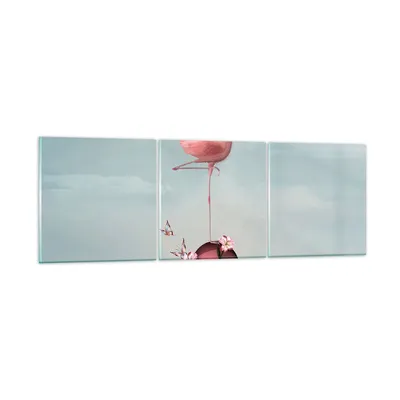 Produktbild von Bilder auf glas - Flamingo Blume Grafik Illustration - 150x50cm - Glasbilder - Wandbilder - Kunstdruck - Wanddekoration aus Glas - Glas Bilder - Wandbild auf Glas - GCA150x50-3187