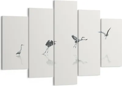 Produktbild von Bild auf Leinwand - Leinwandbild - 5 Teile - Flug Vogel Reiher - 150x100cm - Wand Bild - Wanddeko - Wandbilder - Leinwanddruck - Bilder - Wanddekoration - Leinwand bilder - Wandbild - EA150x100-5096