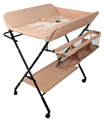 Produktbild von Klappbarer Wickeltisch,3 in 1 Mobiler Wickeltisch,Tragbare Wickelstation Baby mit Wickelauflage, Sicherheitsgurt und Ablagefächern