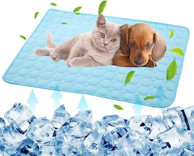 Produktbild von Selbstkühlende Hundematte, waschbare Sommer-Kühlkissen für Haustiere, Kühldecke, Schlafmatte für Zwinger bei heißem Wetter, Eisseiden-Schlafmatte, ungiftig, atmungsaktiv, Schlafbett, Strand, für große Hunde, Katzen, Tiere, kein Wasser