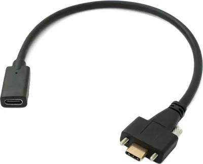 Produktbild von SYSTEM-S USB 3.1 Kabel 30 cm Typ C Stecker zu Buchse Schraube Adapter in Schwarz