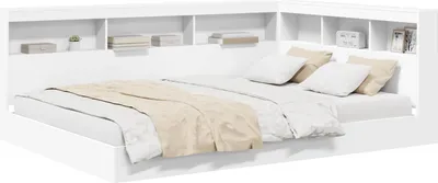 Obrázek produktu pro vidaXL Regálová postel s čelem bílá 160 x 200 cm materiál na bázi dřeva