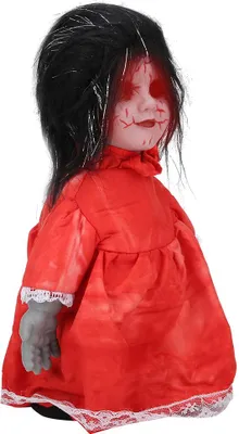 Obrázok produktu pre Halloween strašidelná bábika Strašidelná chodiaca bábika Ovládanie hlasu Halloween rekvizityČierne vlasy