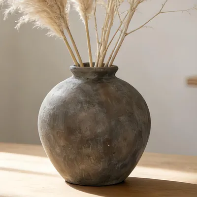 Immagine prodotto di Omgoods - Vaso in Vetroceramica bianca rustica, altezza 20 cm, ideale per la decorazione