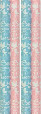 Obrázek produktu pro Balicí papír Benza pro narození chlapce a dívky - 200 x 70 cm - 4 role