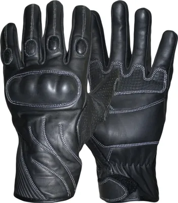 Produktbild von Motorradhandschuhe Motorrad Biker Lederhandschuhe Schwarz, Größe:9=L
