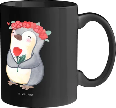 Produktbild von Mr. & Mrs. Panda Kaffeetasse Jungfrau Perfektion - Schwarz - Geschenk, Geschenke Sternzeichen, Detailverliebt, kaffeebecher bedruckt, Tasse, Becher, Astrologie, Horoskop