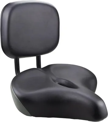 Produktbild von Fahrradsattel mit Rückenstütze – Komfortsattel – Für längere Fahrradtouren – Ergonomisches Design – Besonders groß – Schwarz