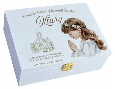 Produktbild von Holzbox Erinnerungsbox Kommunionsgeschenk personalisierter Aufdruck