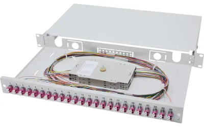 Produktbild von DIGITUS LWL Spleißbox 1HE bestückt 24x LC DX OM4 grau