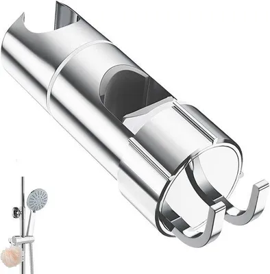 Zdjęcie produktu dla Ibenzoa® Regulowany uchwyt prysznicowy do słupka prysznicowego o średnicy 25 mm – wykonany z chromowanego tworzywa sztucznego, kompatybilny z różnymi systemami prysznicowymi