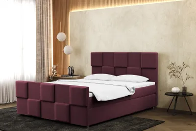 Produktbild von Kaiser Möbel Boxspringbett 180x200 cm mit bettkasten matratze und topper ZEPHYR Rotwein