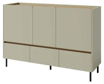 Produktbild von Masseno Kommode MURO 150 cm Sideboard mit 3 Schubladen und 3 Türen für Wohnzimmer Schlafzimmer Modern 150x40x105 cm Hellgrün / Hellgrün