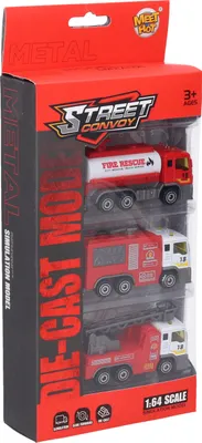 Produktbild von Feuerwehrfahrzeuge aus Metall und Kunststoff, 3 Stück, 8,5 cm