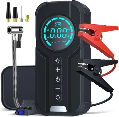 Produktbild von Elektrische Luftpumpe, Akku Luftpumpe mit 8400mAh Akku, 150 PSI Mini Kompressor, Kompressor Luftpumpe, Auto KFZ Starthilfe Jump Starter