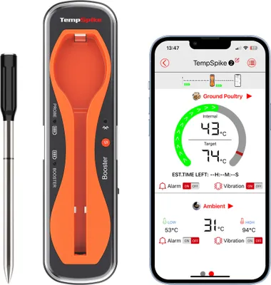 Produktbild von ThermoPro TempSpike TP960 Fleischthermometer Kabellos 150m Bluetooth Grillthermometer IP67 Meat Thermometer Bratenthermometer für Backofen Grill Smoker Rotisserie Airfryer Sicher im Geschirrspüler