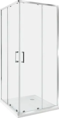 Obrázok produktu pre BELIANI Sprchovací kút strieborný tvrdené sklo hliník 80 x 80 x 185 cm štvorcový tvar dvojité posuvné dvere moderný dizajn kúpeľňa