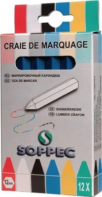 Obrázok produktu pre Značkovacia krieda modrá nepapierovaná 12 ks/balenie SOPPEC